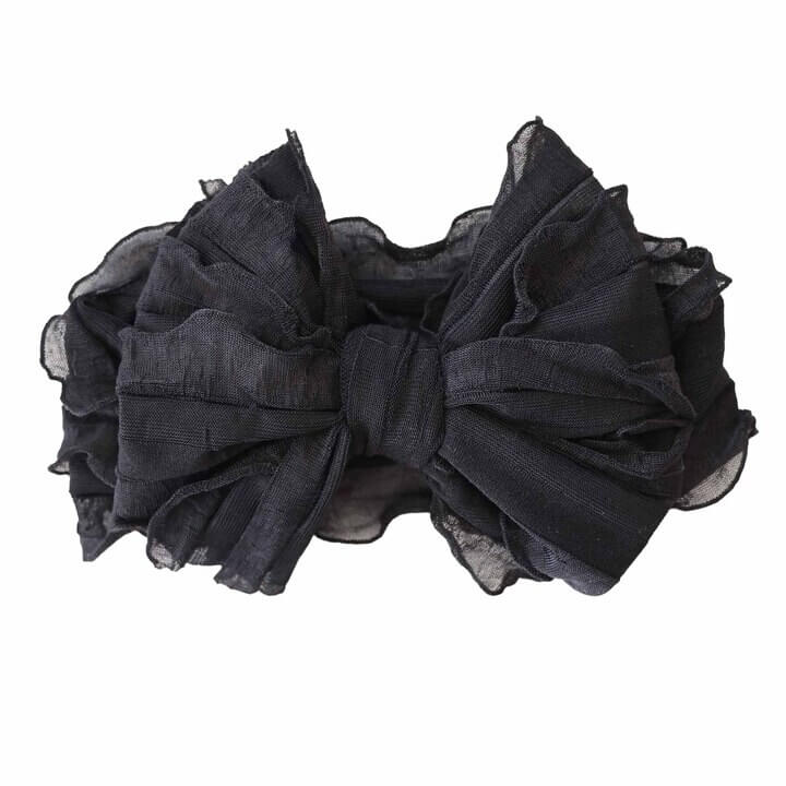 large ruffle knit bow black