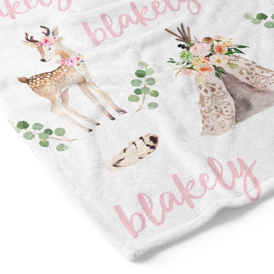 personalized kids blanket deer