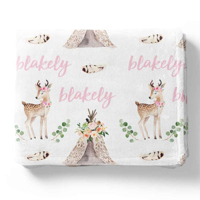blakely's boho deer personalized toddler blanket