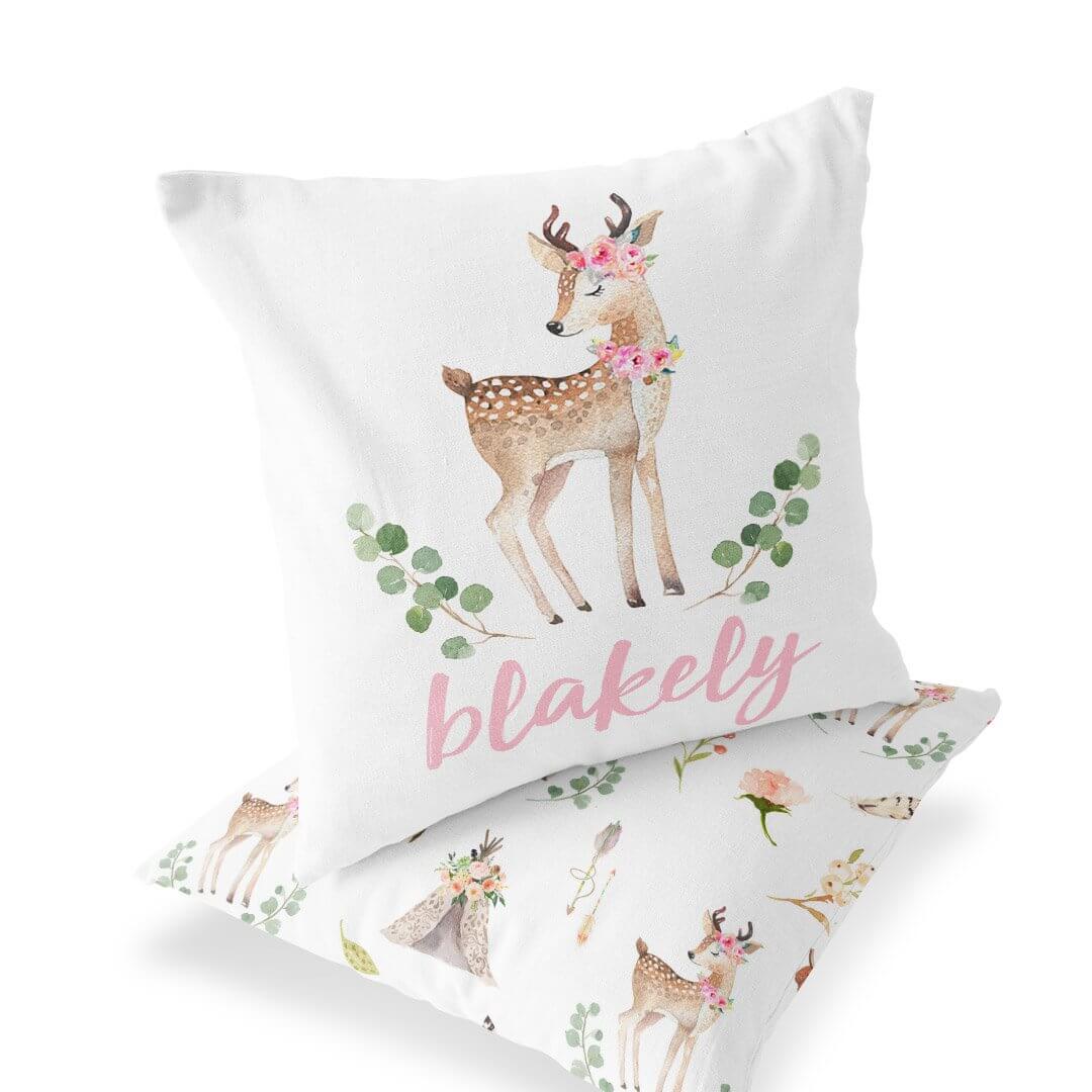 blakely's woodland deer accent pillow