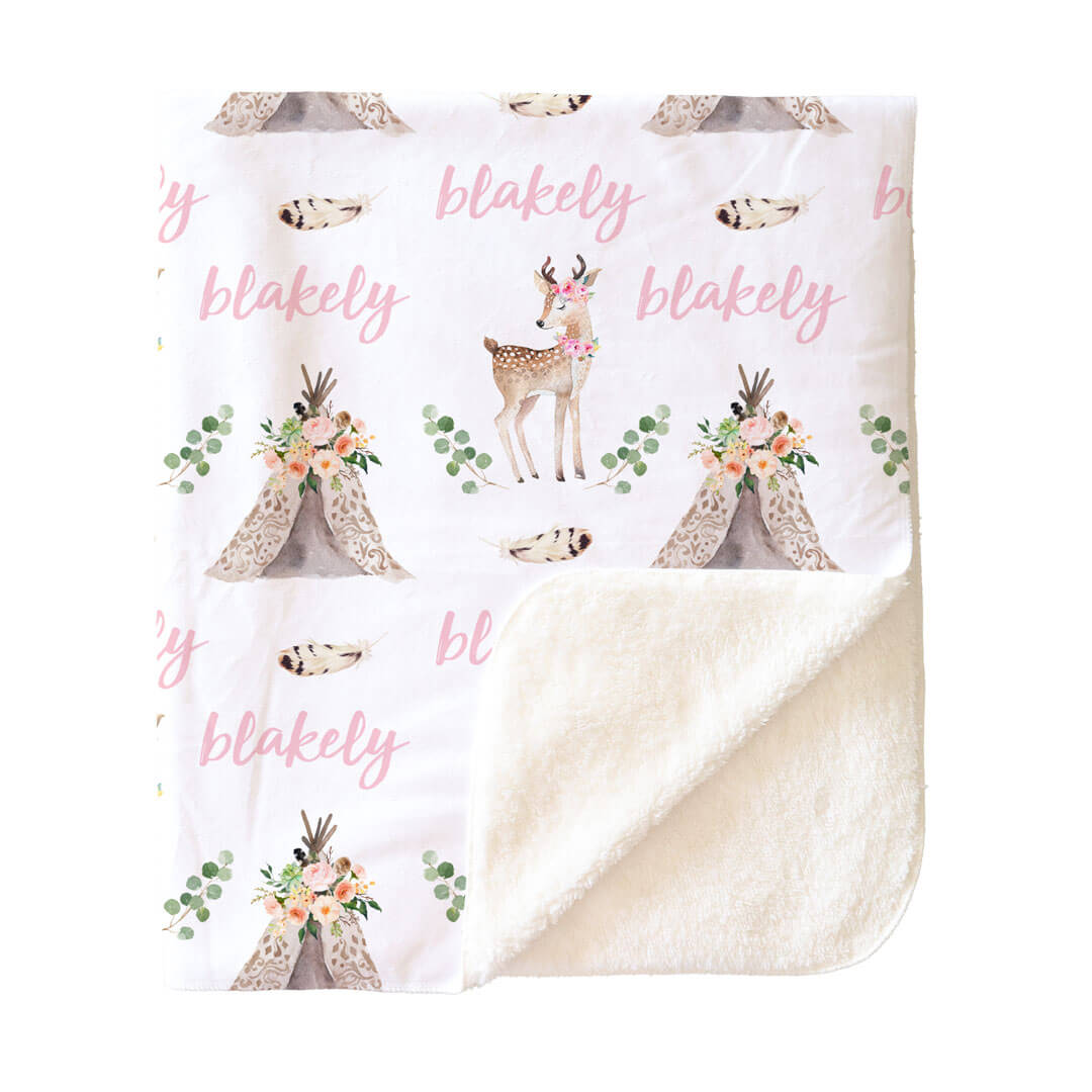 Blakely's Boho Deer Personalized Toddler Blanket