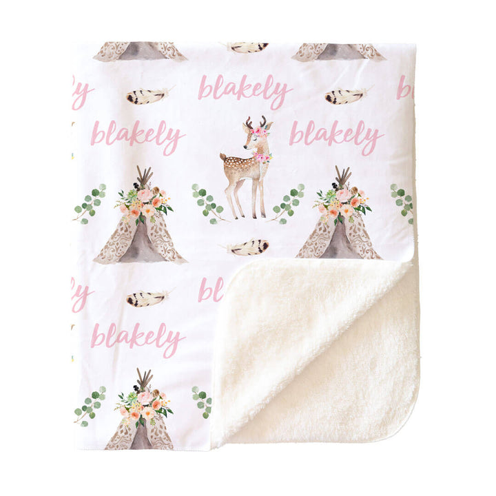 Blakely's Boho Deer Personalized Toddler Blanket