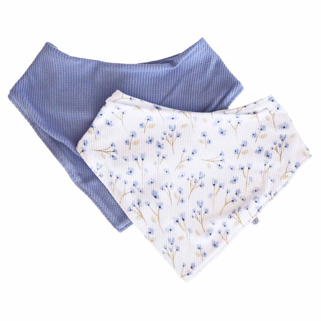 2pc bandana bib set for babies blue floral 