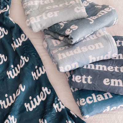 blue personalized name blanket