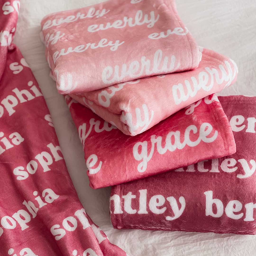 personalized color blanket pinks