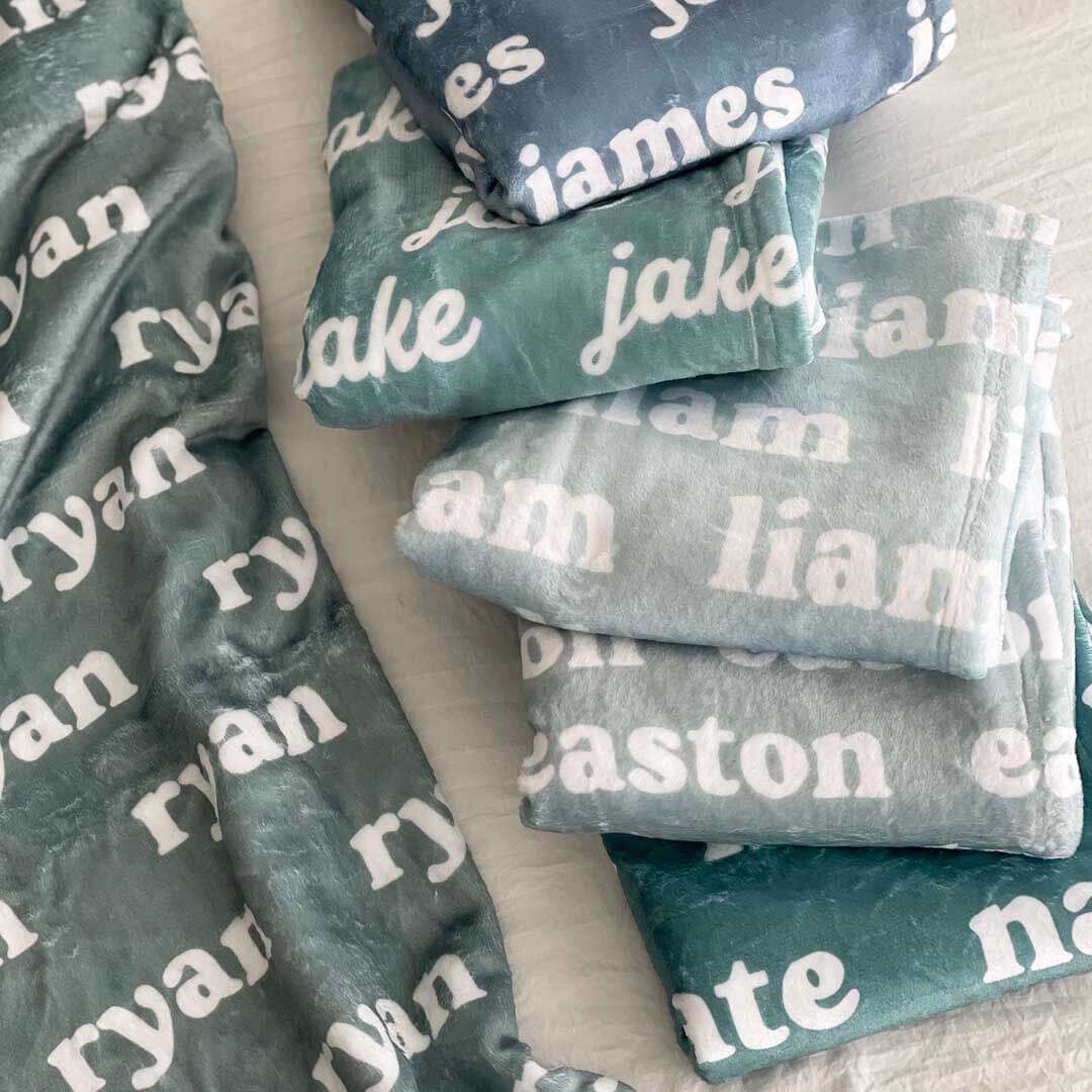 teal personalized color blanket 