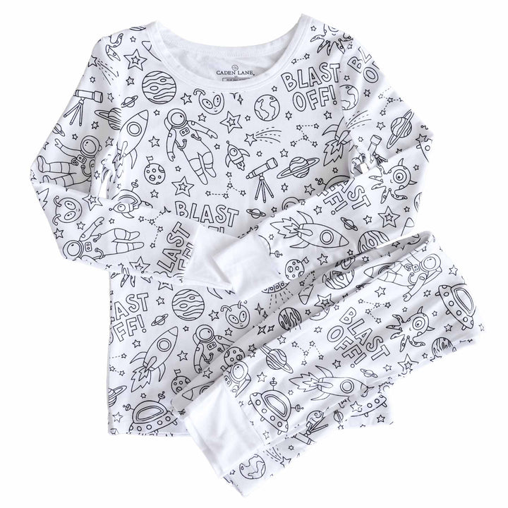 space colorable kids pajamas