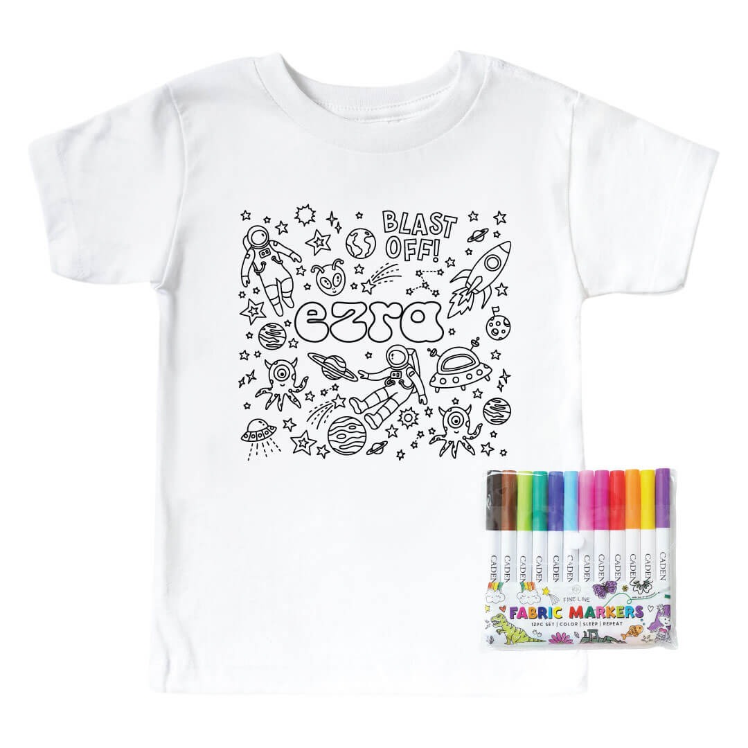 space colorable graphic tee for kids