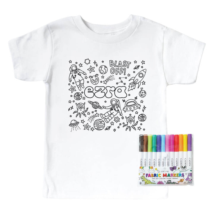 space colorable graphic tee for kids