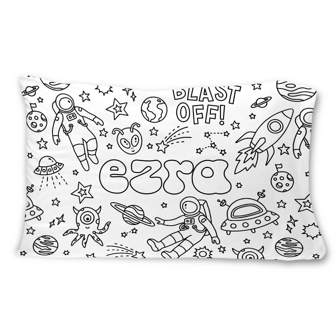 blast off space personalized pillowcase for kids