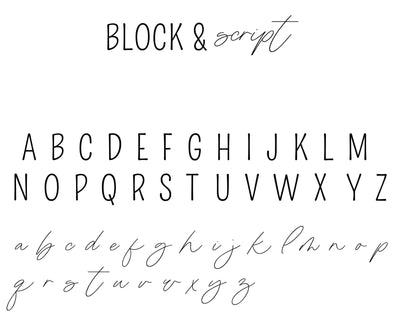 block and script font