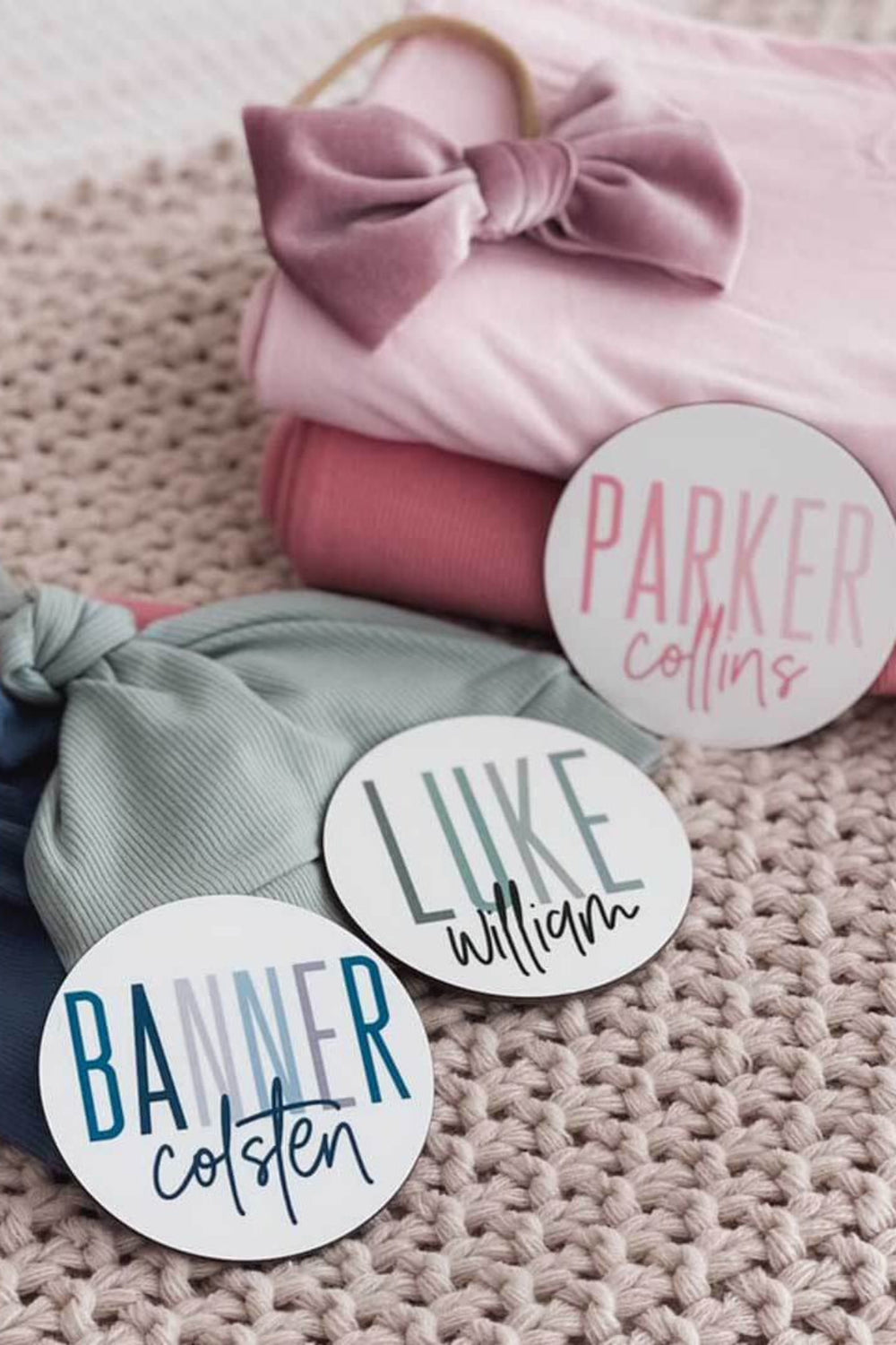 color block baby name announcement 