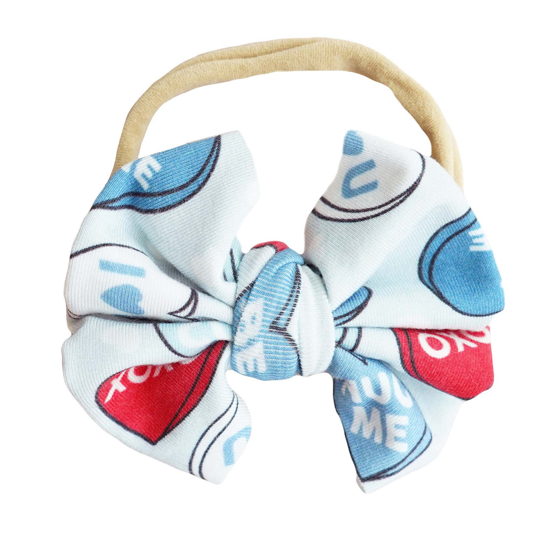 blue candy crush baby bow headband 