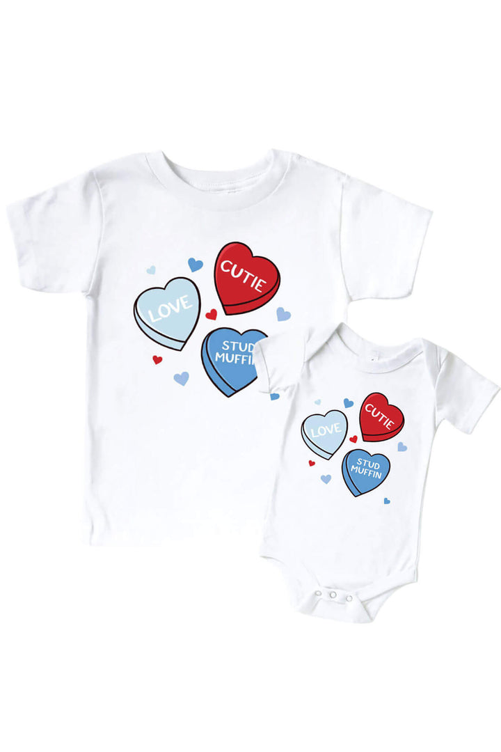Sweet Like Candy Blue Graphic Bodysuit & Kids Tee | White