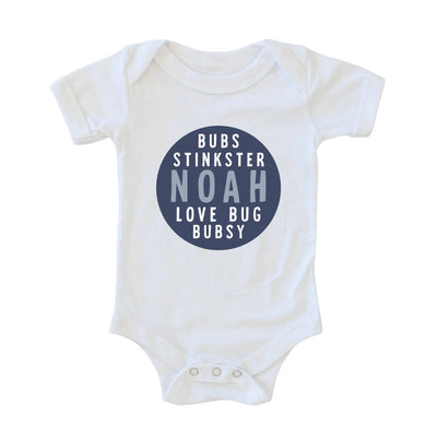 blue circle personalized graphic bodysuit