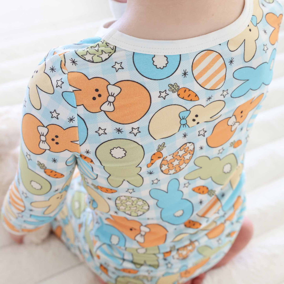 blue cottontail cuties bamboo pajama set for kids 