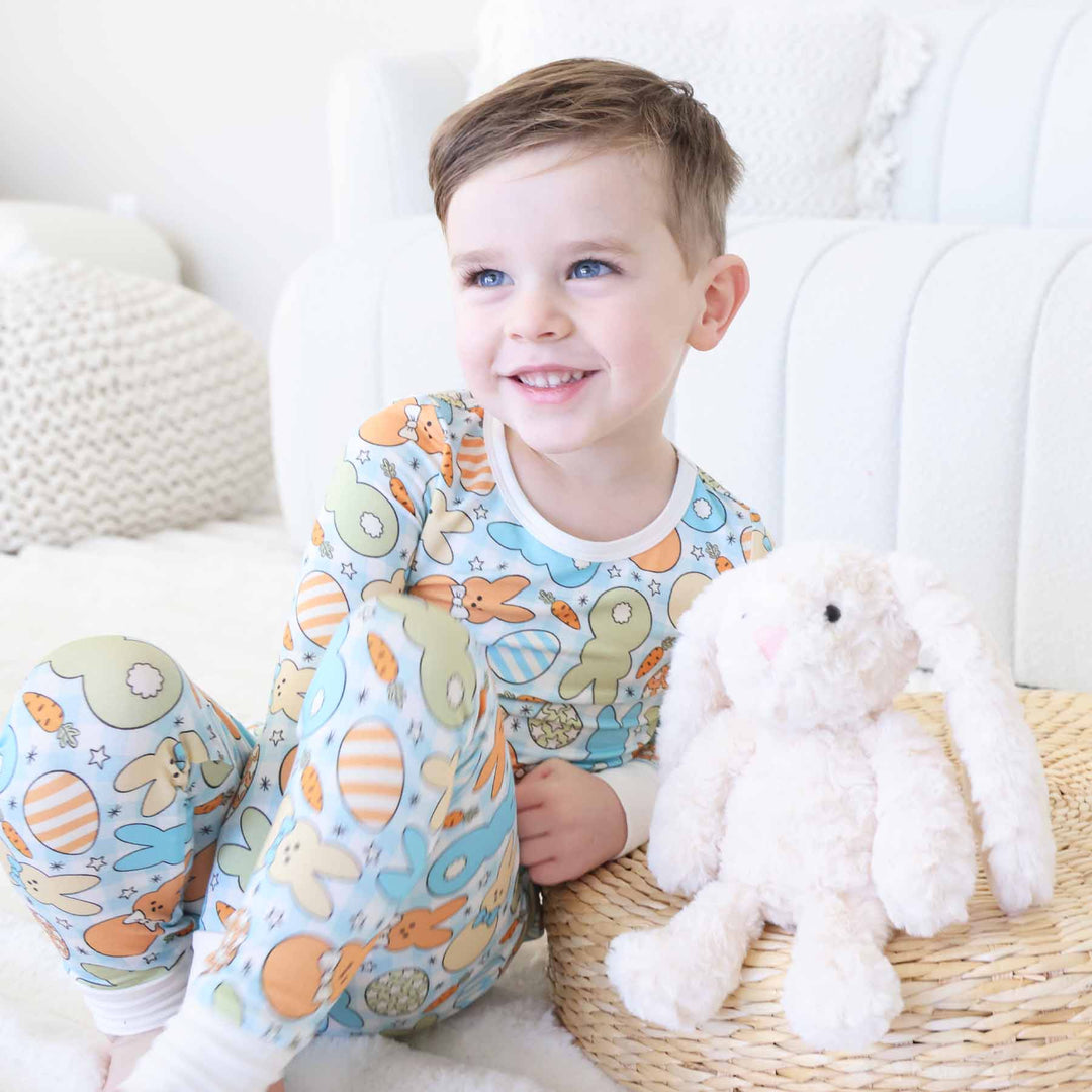 blue cottontail cuties two piece pajama set for kids 