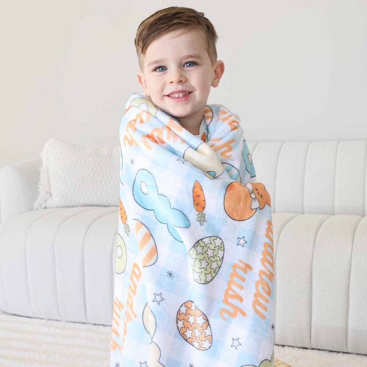 boy personalized easter blanket 