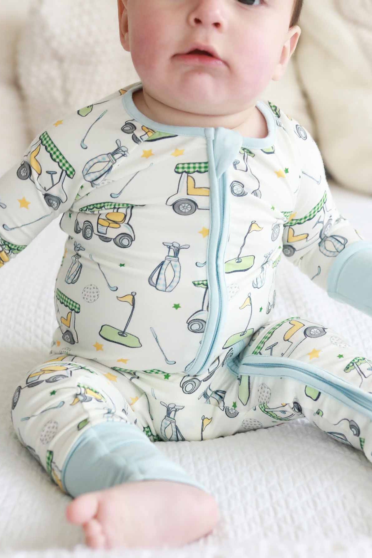 Country Club Cuties Convertible Zip Romper in Blue | Caden Lane