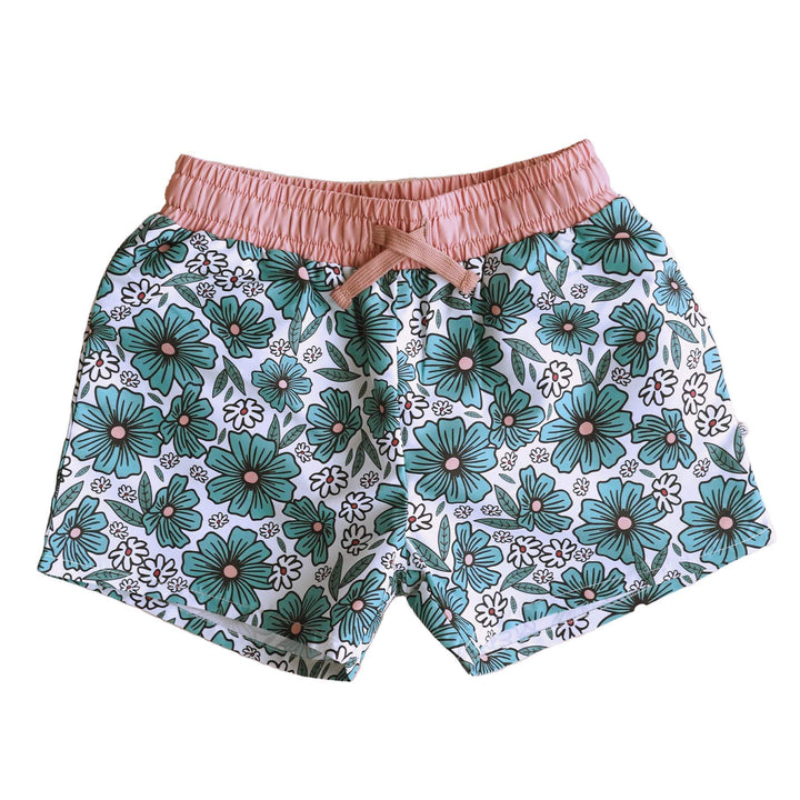 beachy blooms boy's swim trunks 