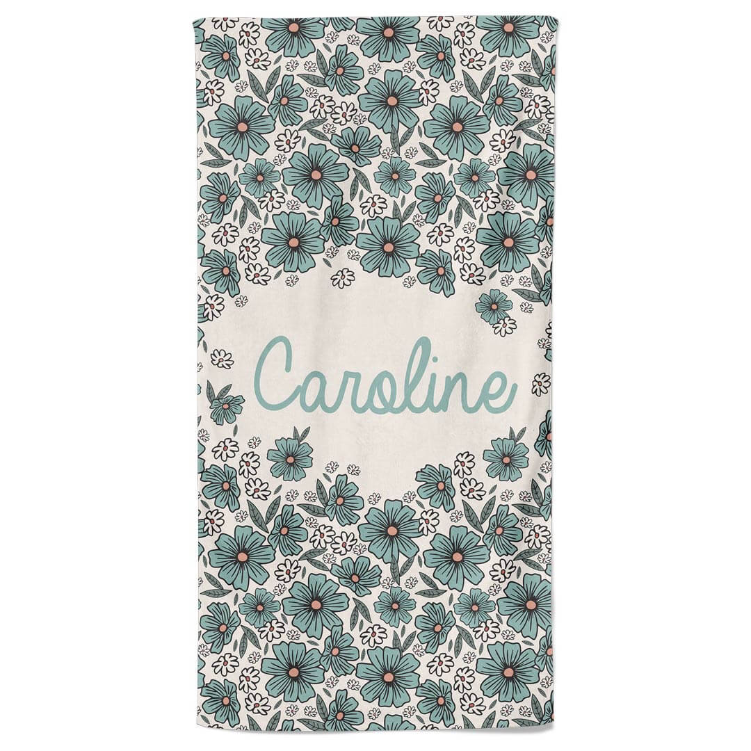 beachy blooms personalized beach towel