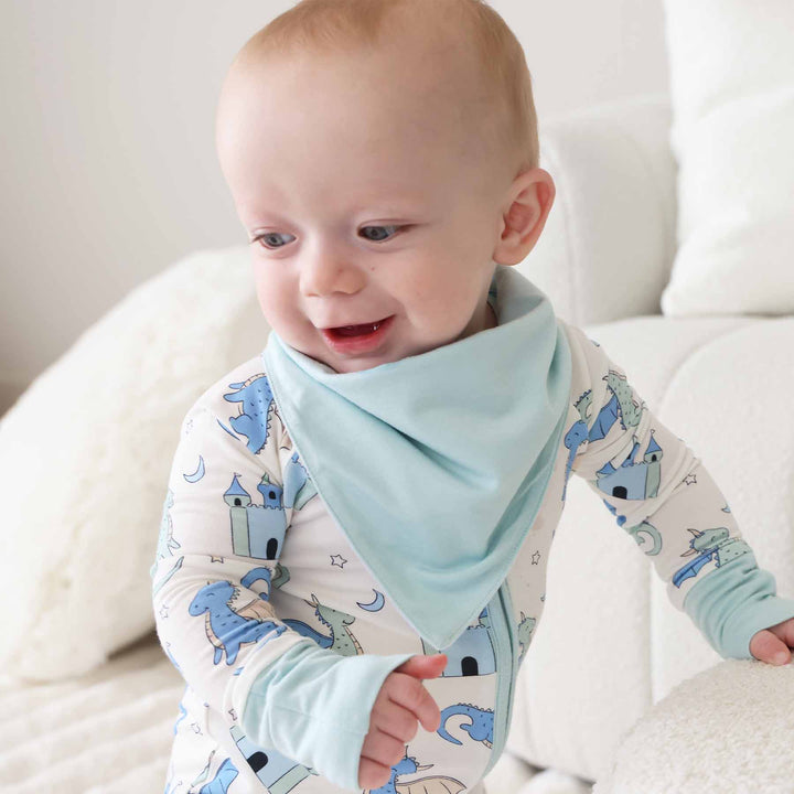 light blue bandana style bib for baby boys 