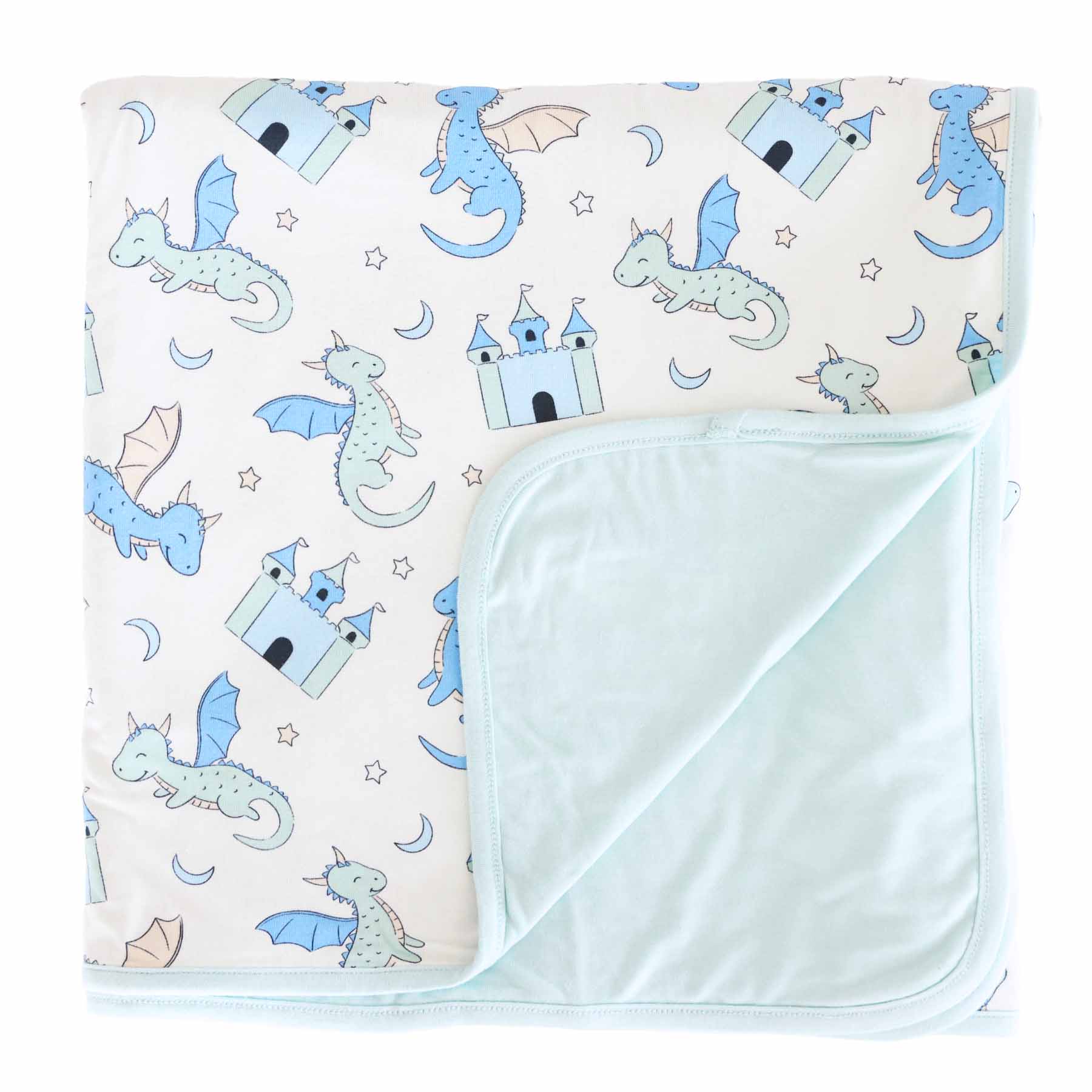 Dragon Adventure Double Sided Bamboo Blanket | Blue