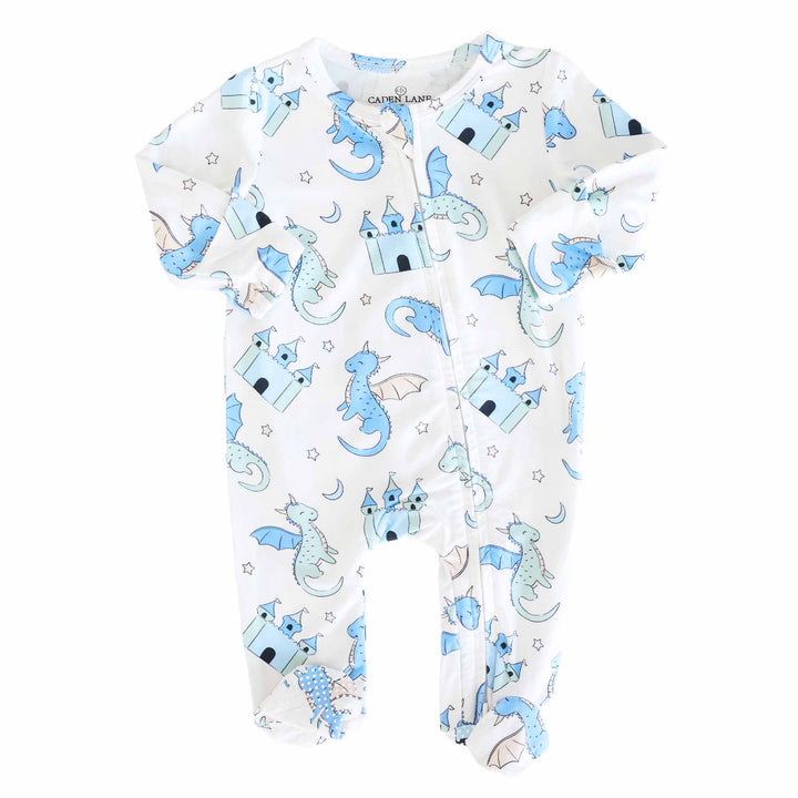 Infant long-sleeve footie pajamas with whimsical dragon design