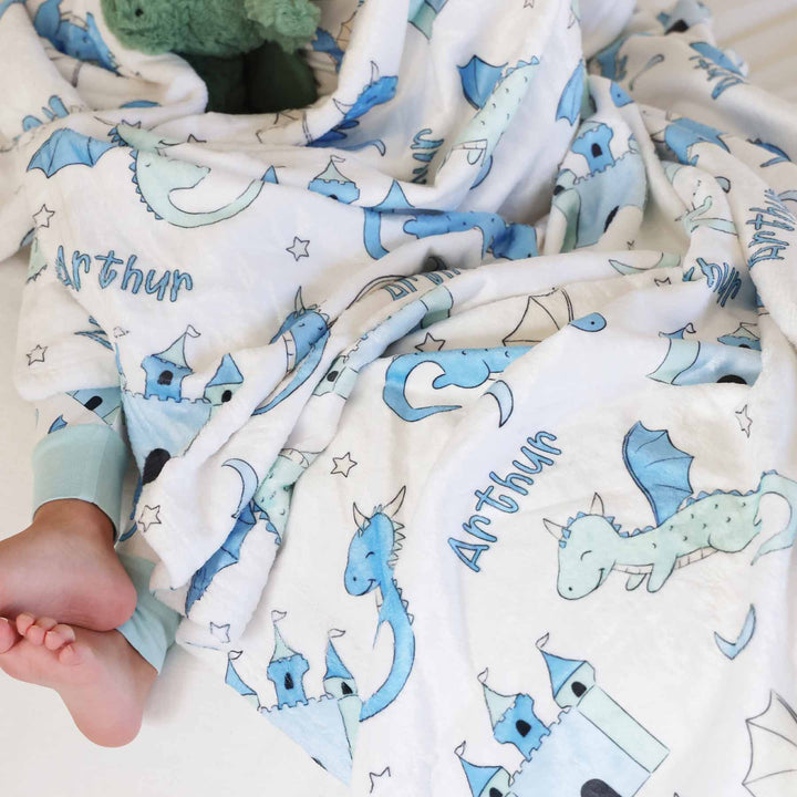 dragon adventure personalized blanket for boys 