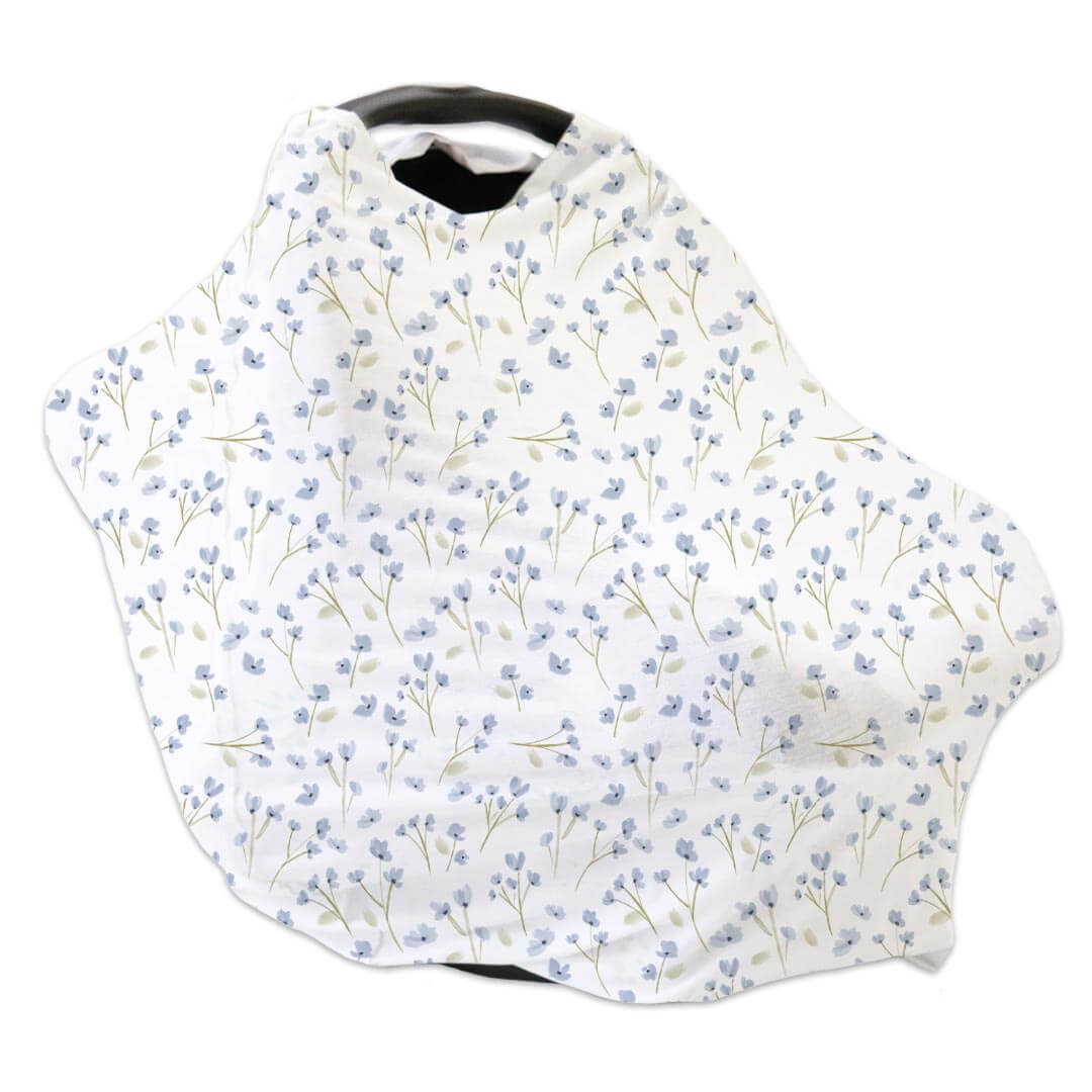 blue floral car seat and nursing cover for babies 