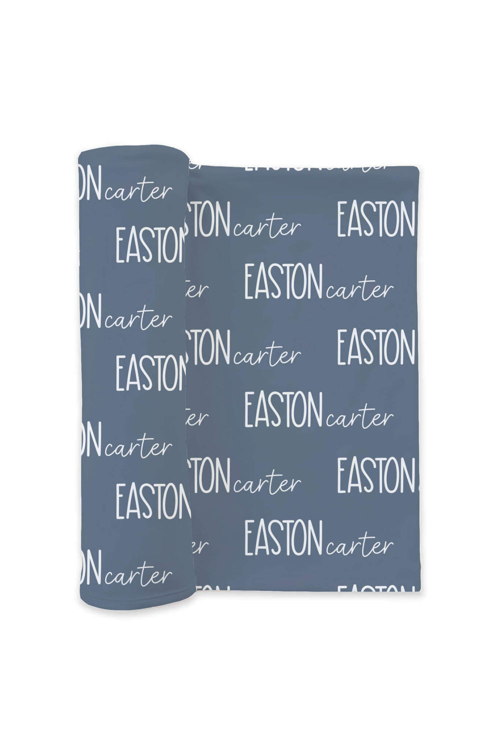 denim blue personalized swaddle blanket for boys 