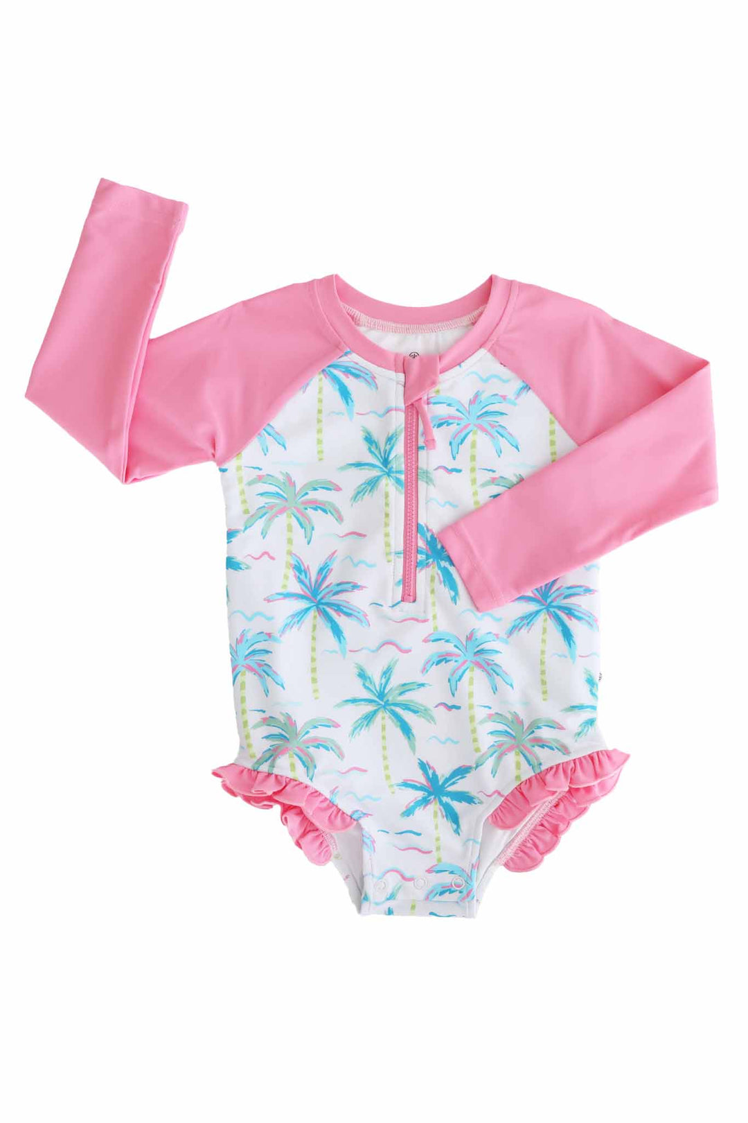 neon palm tree rash guard with front zipper 
