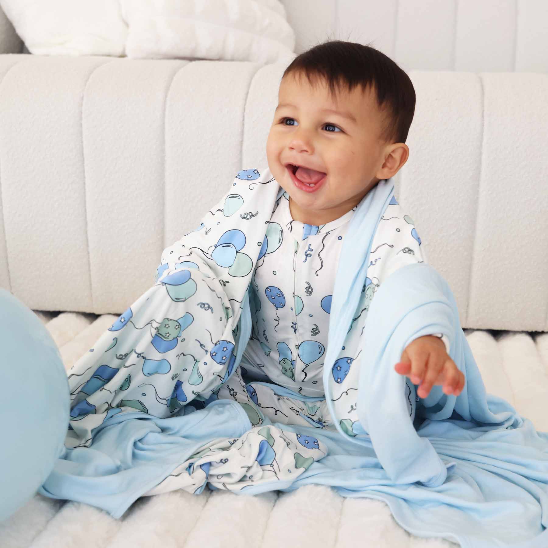 Party Time Double Sided Bamboo Blanket | Blue