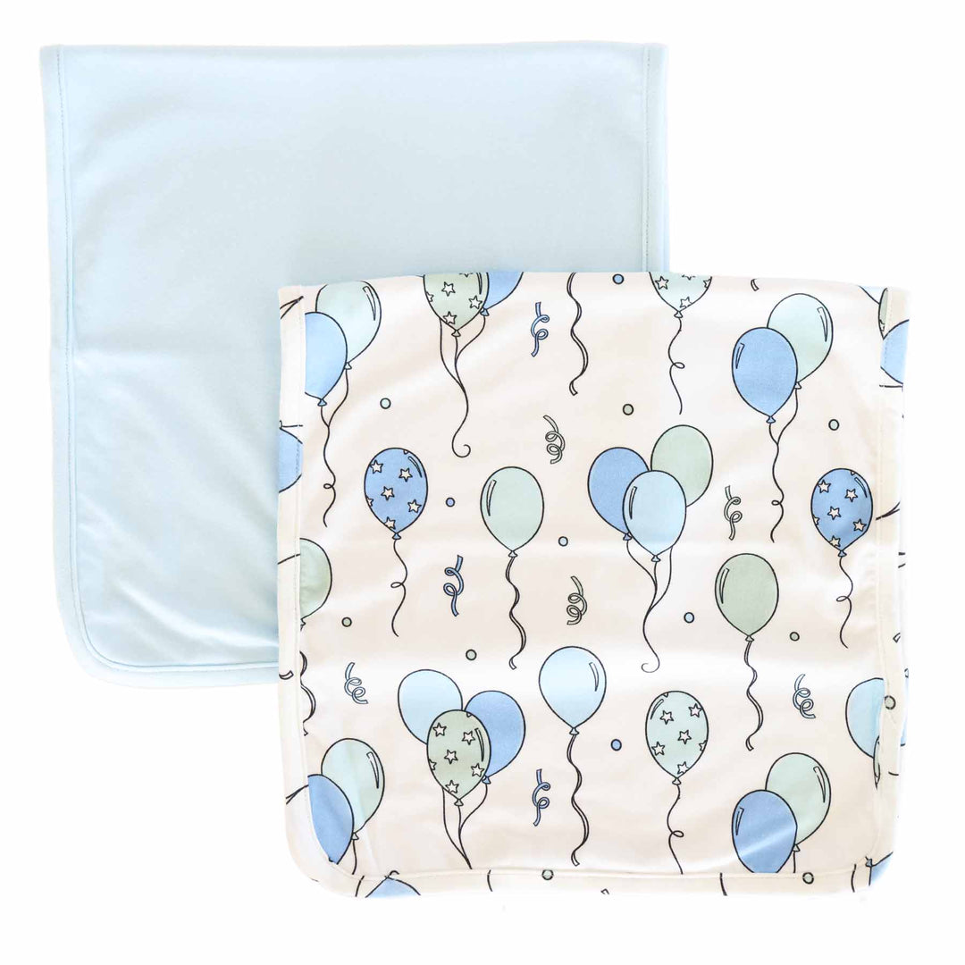 blue and green balloon burp cloth set 