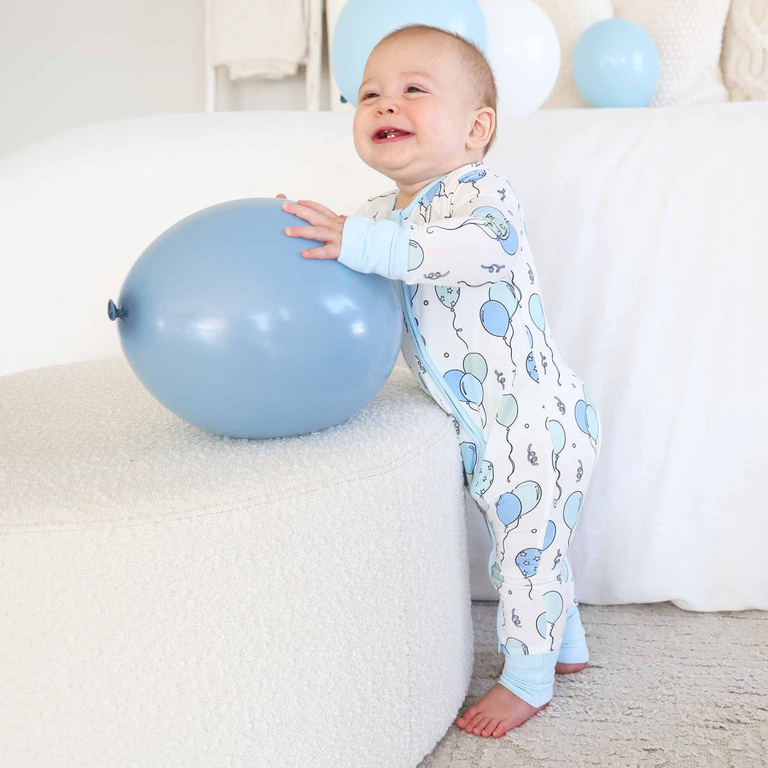 birthday themed pajama romper for boys 