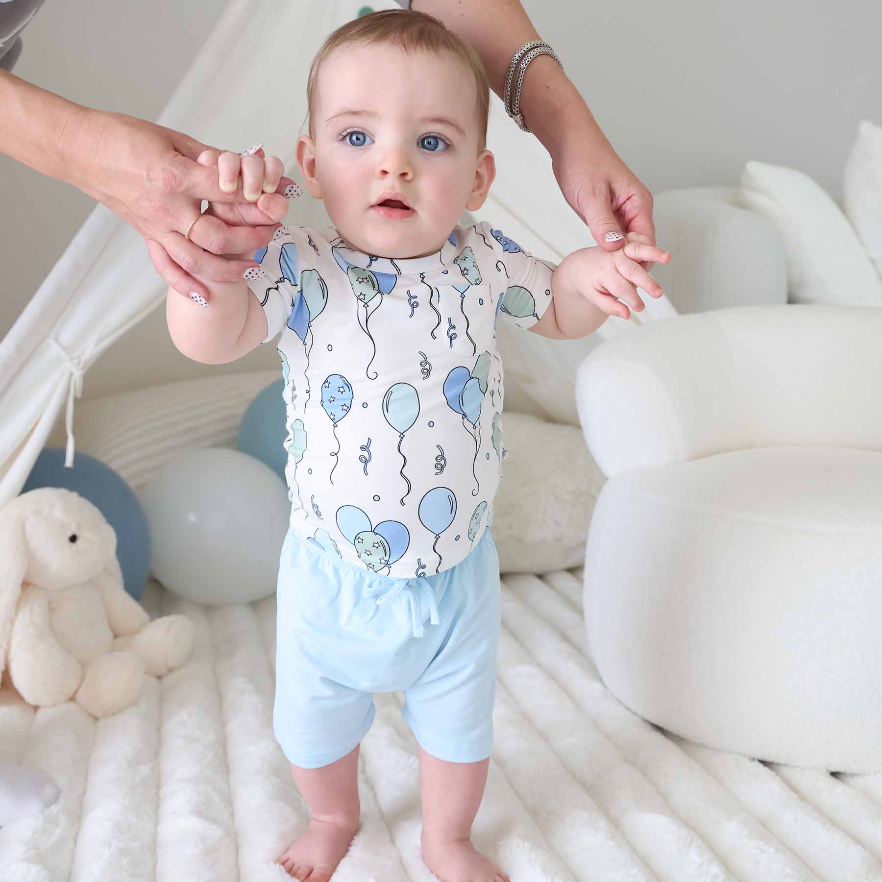 Party Time Two Piece Pocket Short Set | Blue