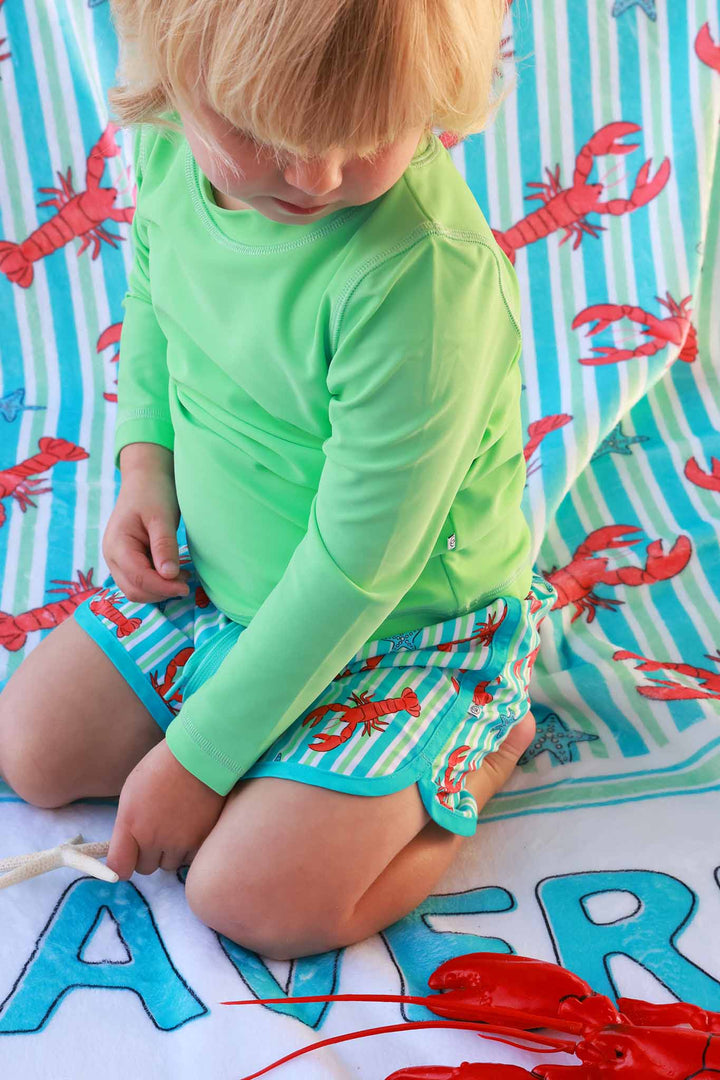 neon green long sleeve rash guard shirt for kids 