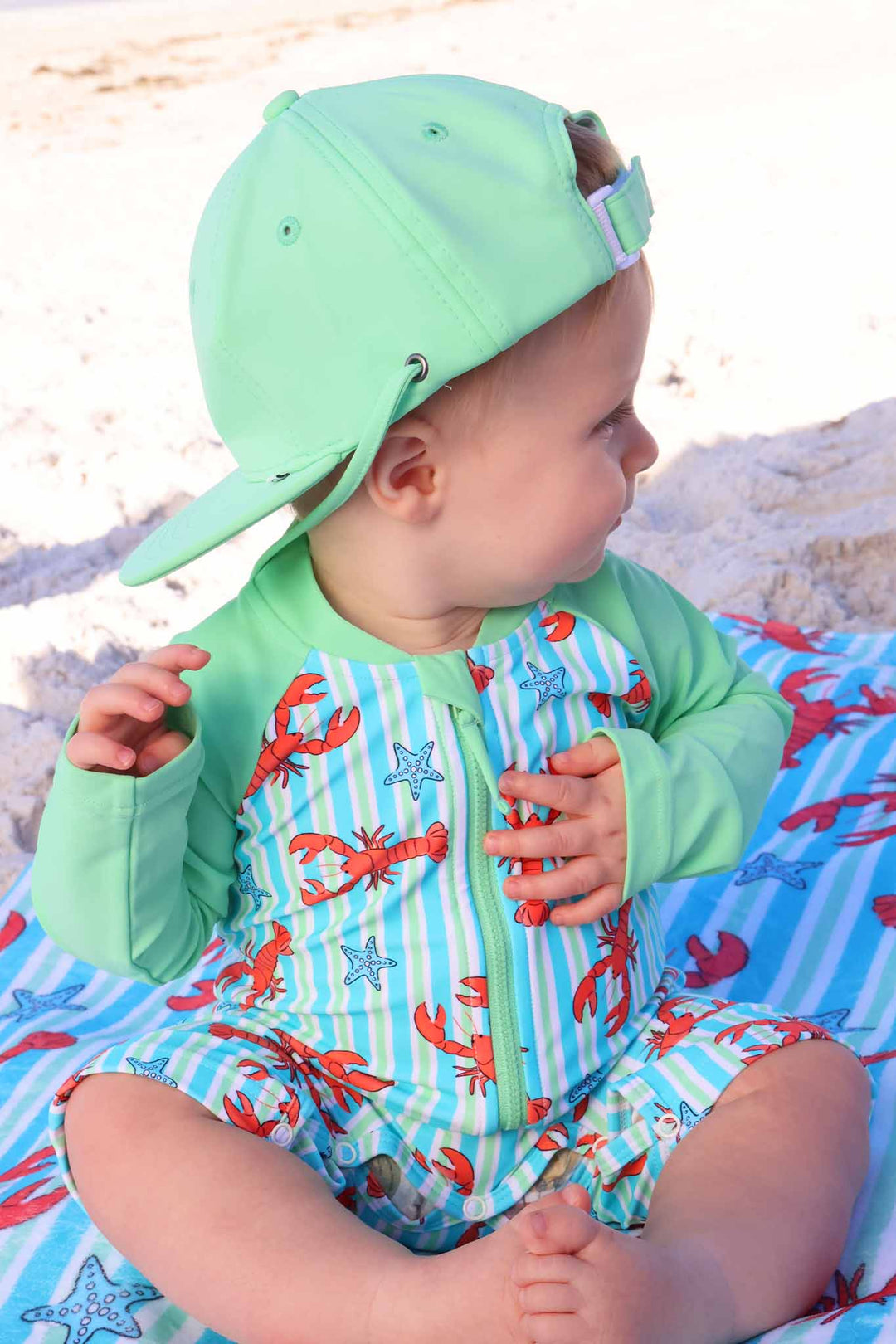 side view of pinch me adjustable surf hat 