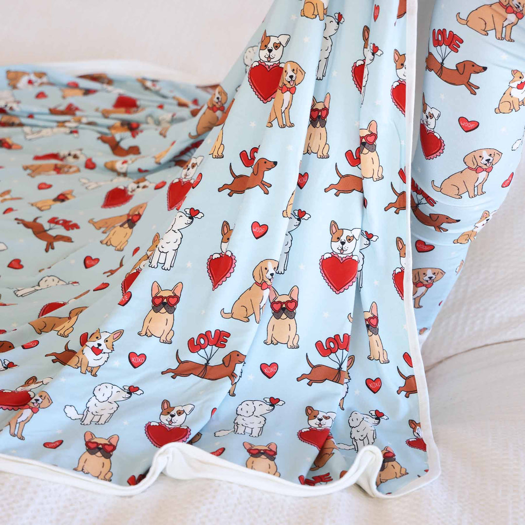 Pups & Kisses Double Sided Bamboo Blanket