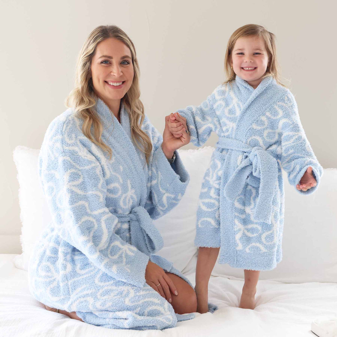 blue-tiful bows cuddlelane luxe long sleeve robes for girls 