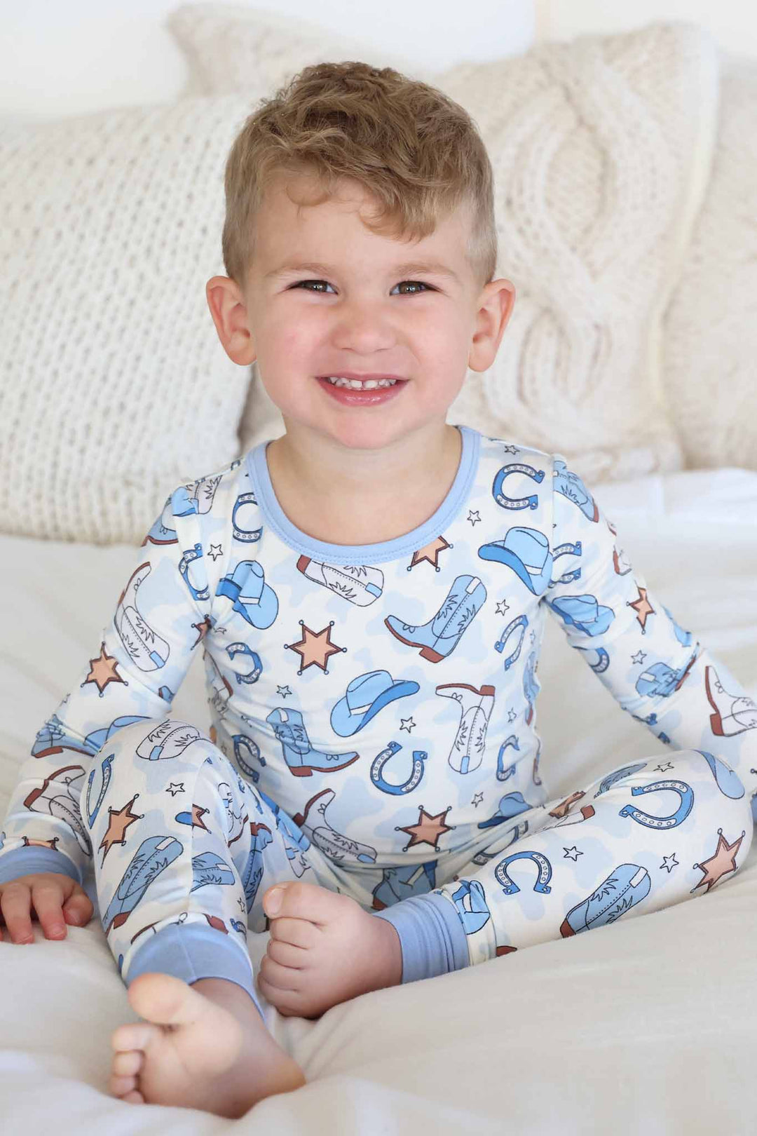 blue rodeo dreams two piece pajama set for kids