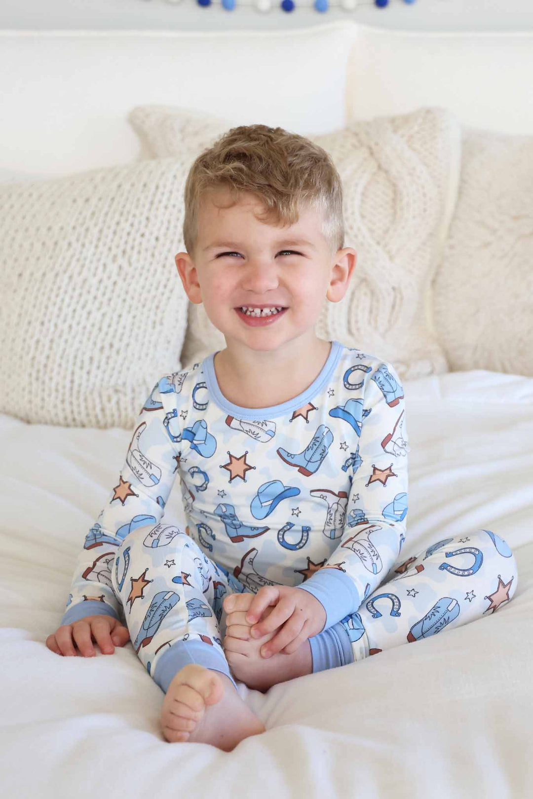 blue rodeo dreams bamboo pajama set for kids 
