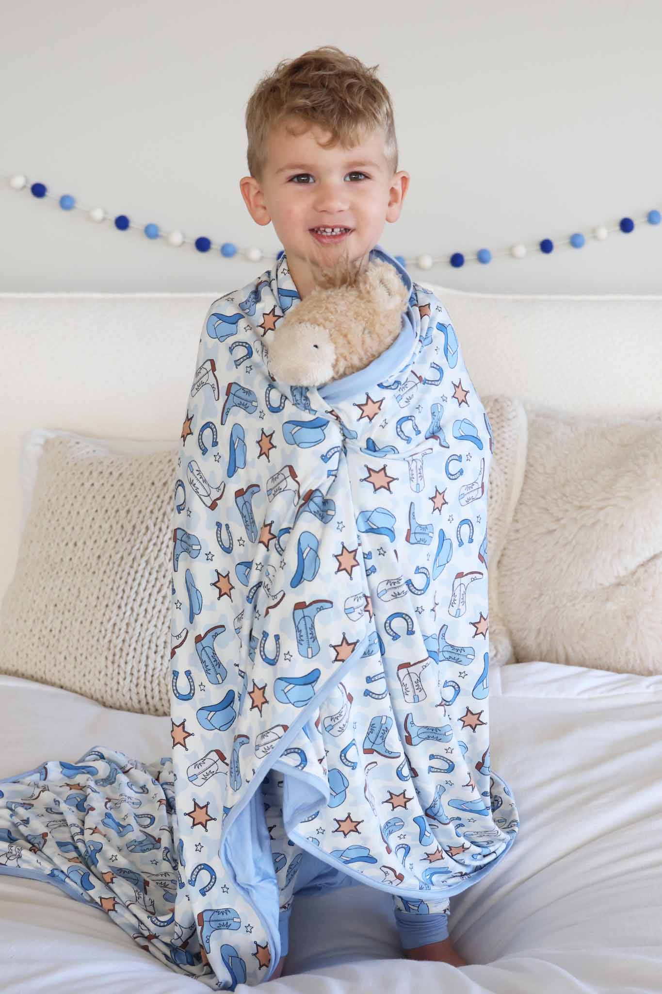 Rodeo Dreams Double Sided Bamboo Blanket | Blue