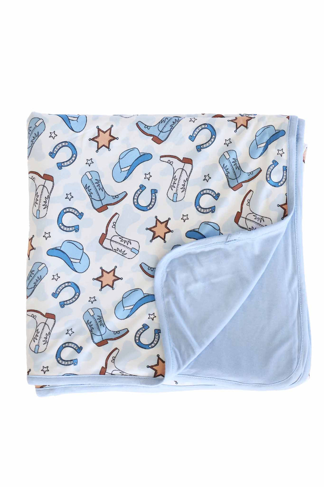 blue rodeo themed double sided bamboo blanket 