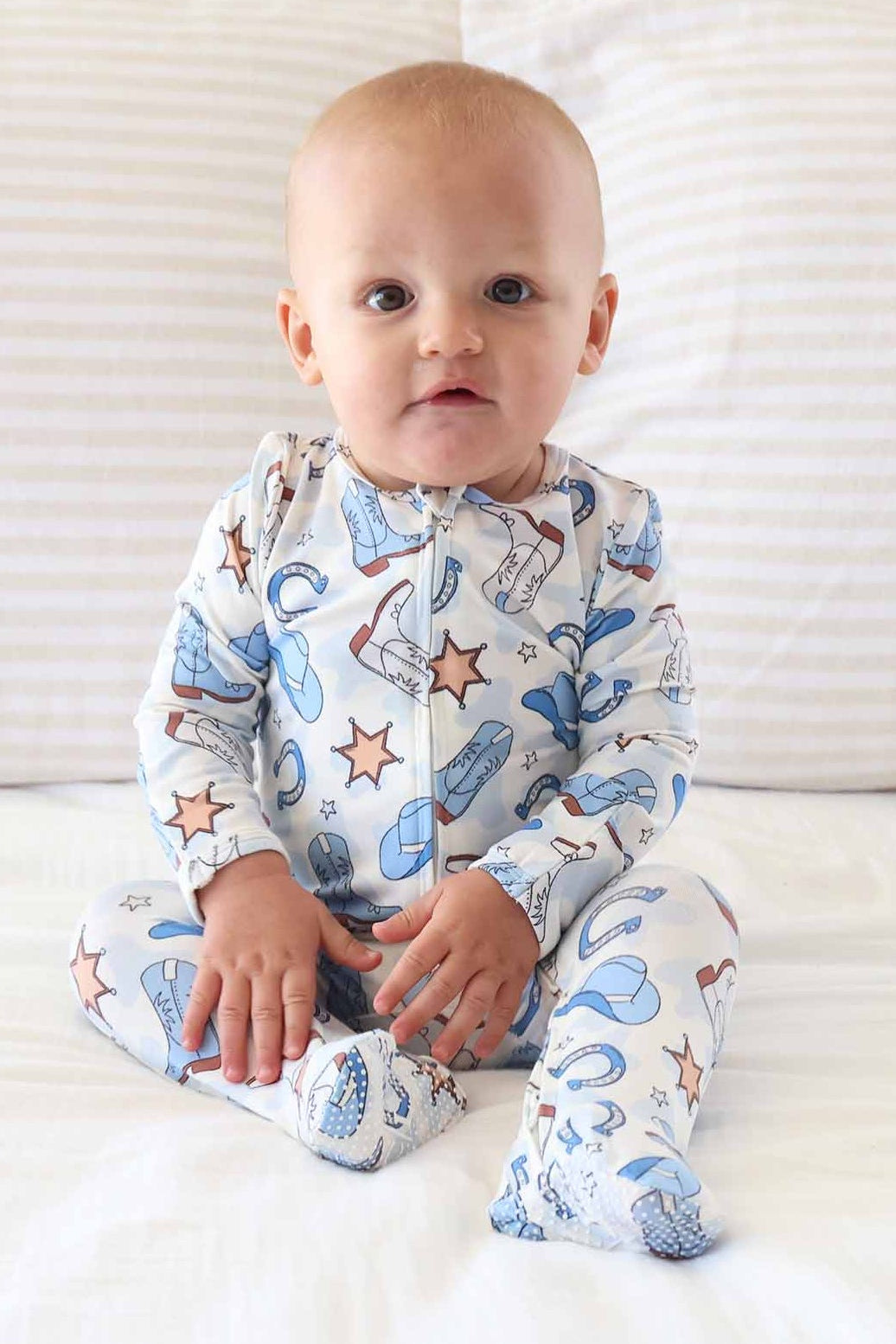 Rodeo Dreams Zipper Footie | Blue