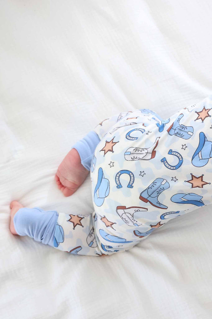 blue rodeo dreams convertible zip romper for baby boys 