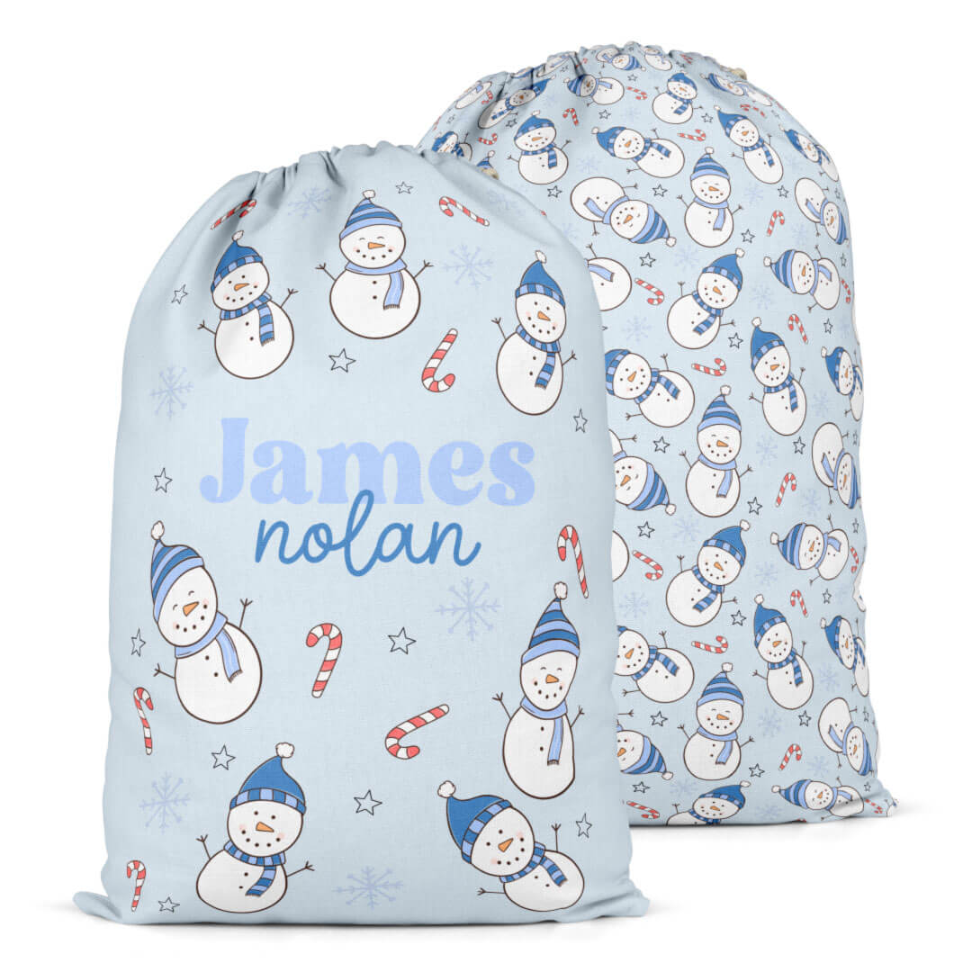 blue personalized santa sack