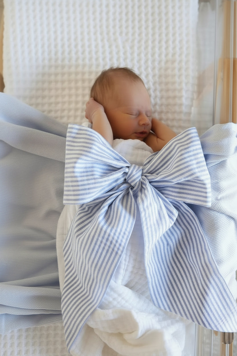 blue seersucker sash for newborns 
