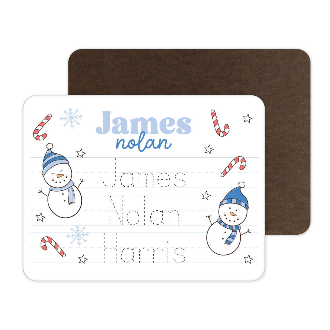 snowman personalized whiteboard for boys blue