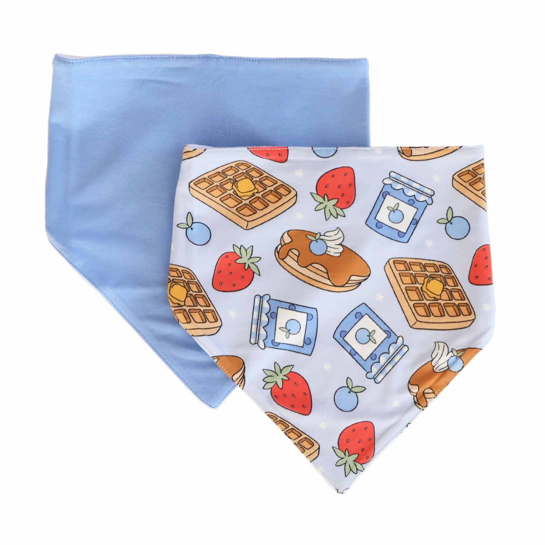 blue sweet stacks bandana bib set for babies 